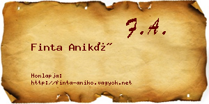 Finta Anikó névjegykártya